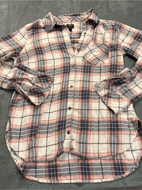Vintage Lee Flannel Button-Down Shirt - Blush/Navy Small